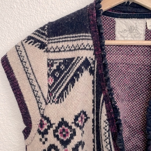 Anthropologie Angel of the North Lamaline Fringe Wool Vest Cardigan Sz XS/S - Picture 3 of 8